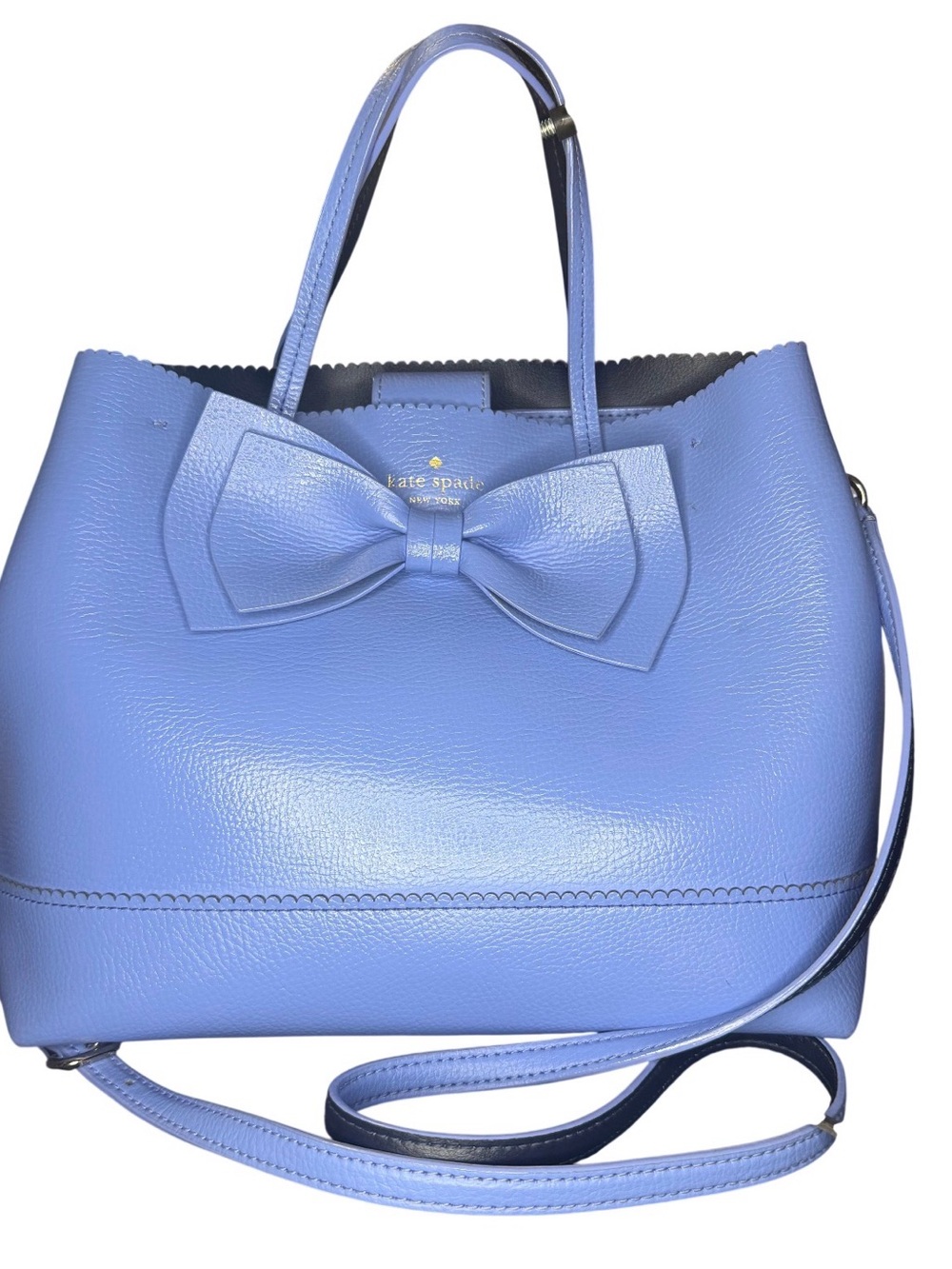 kate spade periwinkle leather shoulder bag with bow